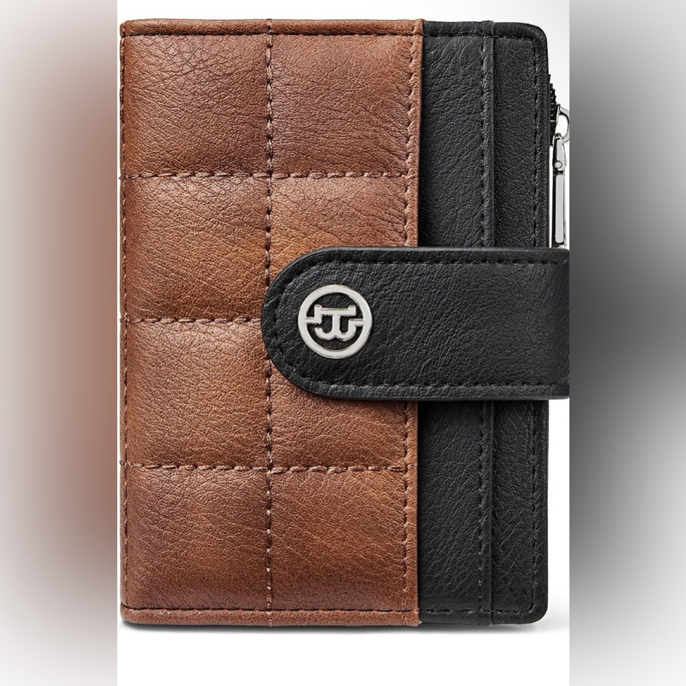 BOSTANTEN Wallet  Leather Card Holder Bifold With Zipper Coin Pocket Black＆Brown